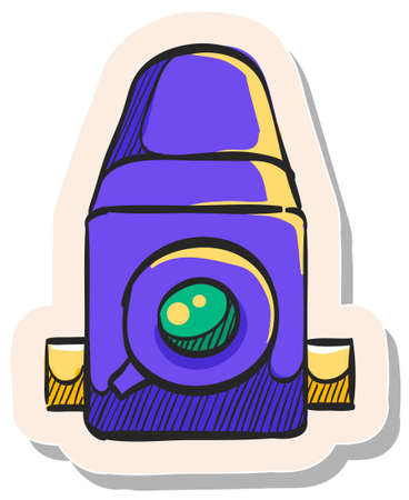 Hand drawn Camera icon in sticker style vector illustrationのイラスト素材