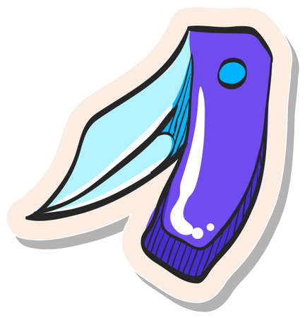 Hand drawn Knife icon in sticker style vector illustrationのイラスト素材