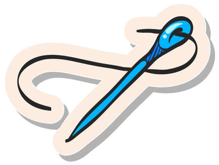 Hand drawn Needle icon in sticker style vector illustrationのイラスト素材
