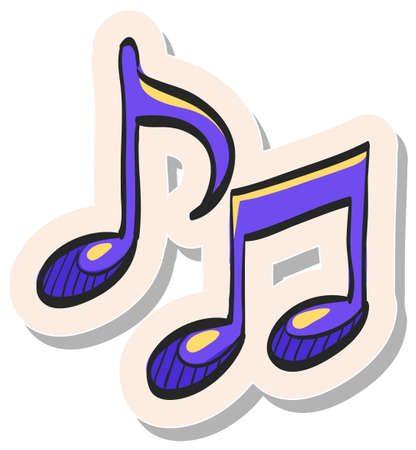 Hand drawn Music notes icon in sticker style vector illustrationのイラスト素材