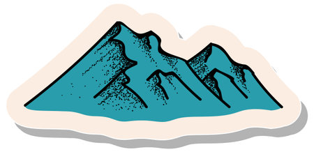 Hand drawn mountains in sticker style vector illustrationのイラスト素材