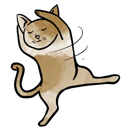 Watercolor style hand drawn dancing catのイラスト素材