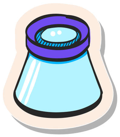 Hand drawn Printing magnifier icon in sticker style vector illustrationのイラスト素材