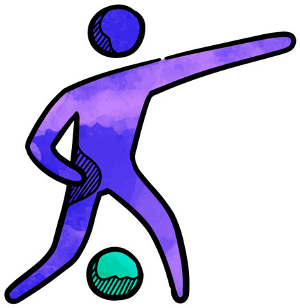 Watercolor style football player iconのイラスト素材