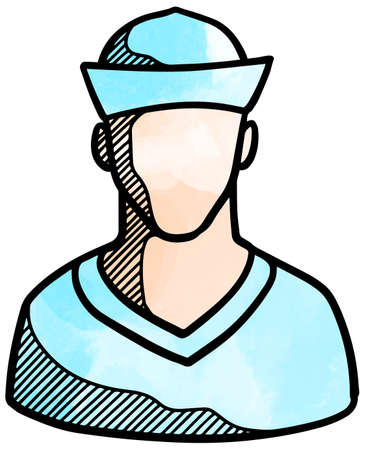 Watercolor style sailor icon hand drawnのイラスト素材