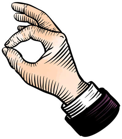 Watercolor style okay gesture using thumb and index fingerのイラスト素材