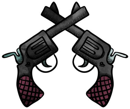 Watercolor style hand drawn arm gun in vintageのイラスト素材