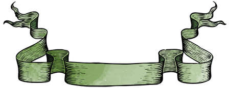 Watercolor style hand drawn ribbon banners vintage elementsのイラスト素材