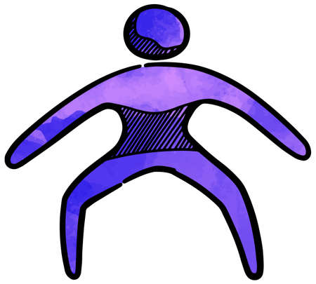 Watercolor style football player iconのイラスト素材