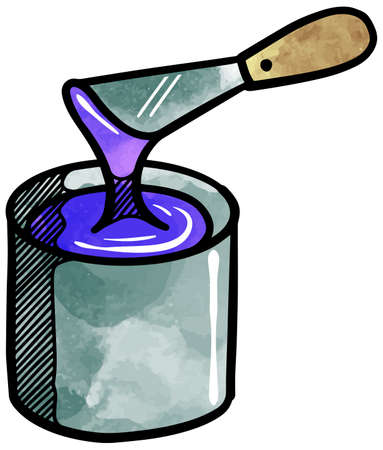 Watercolor style paint bucket icon hand drawnのイラスト素材