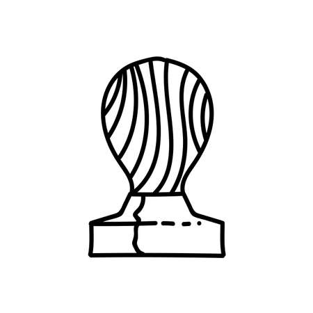 Coffee tamper icon. Hand drawn vector illustration. Editable line stroke.のイラスト素材