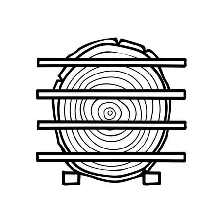 Wood milling cut stacked icon. Hand drawn vector illustration. Editable line strokeのイラスト素材