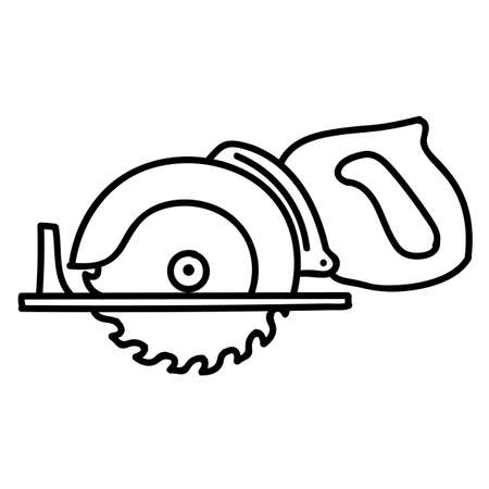 Electric circular saw icon. Hand drawn vector illustration. Editable line strokeのイラスト素材