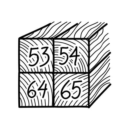 Wood post stacked marking icon. Hand drawn vector illustration. Editable line strokeのイラスト素材