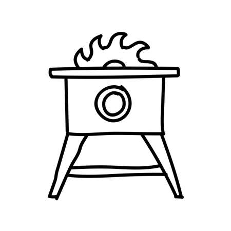Woodworking table saw icon. Hand drawn vector illustration. Editable line strokeのイラスト素材