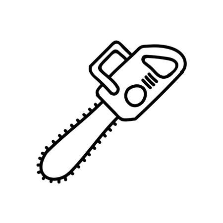 Chain saw icon. Hand drawn vector illustration. Editable line strokeのイラスト素材