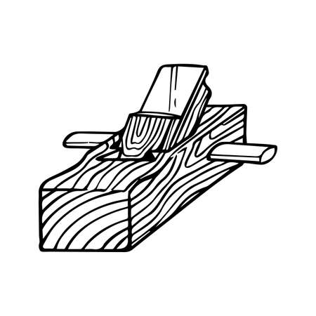 Hand planer icon. Woodworking tool. Hand drawn vector illustration.のイラスト素材