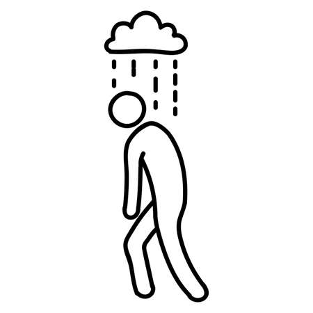 Mental health icon. Depression. Hand drawn vector illustration. Editable line stroke.のイラスト素材