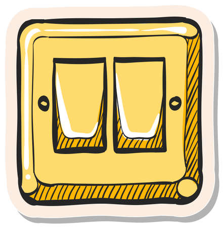 Hand drawn Electrical switch icon in sticker style vector illustrationのイラスト素材