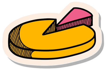 Hand drawn pie chart icon in sticker style vector illustrationのイラスト素材