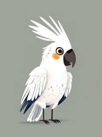 Cute colorful cockatoo bird watercolor illustrationの素材