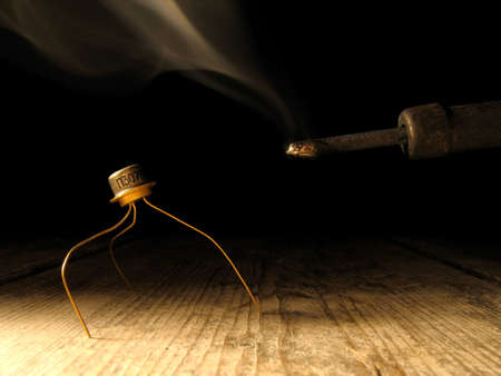 Transistor and soldering ironの写真素材