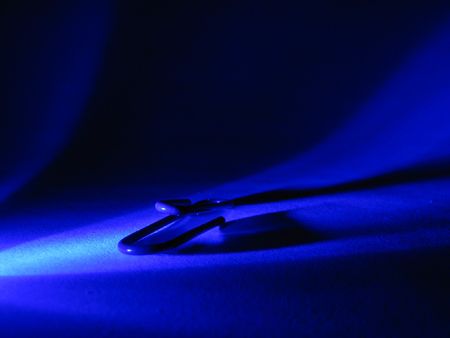 Clip in blue lightの写真素材
