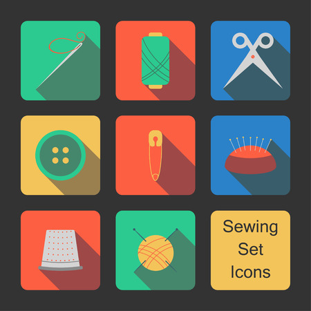 Sewing set iconsのイラスト素材