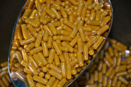 Turmeric capsules in the plant has received GMP  PICs Pharmaceutical Inspection Co-operation Schemeの写真素材
