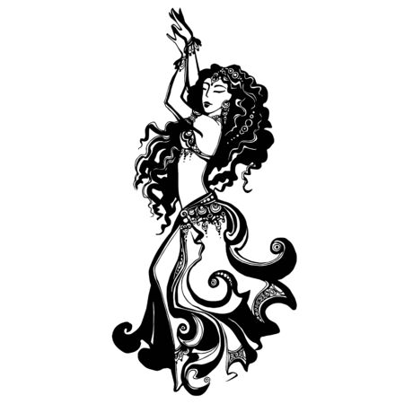 vector image of a dancing girl, oriental danceのイラスト素材