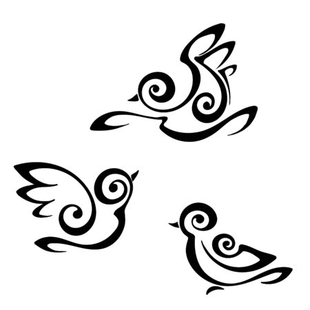 Black and white vector bird logoのイラスト素材