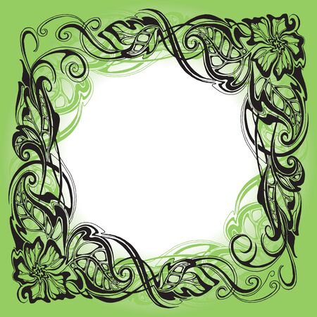Vector color frame with flowersのイラスト素材