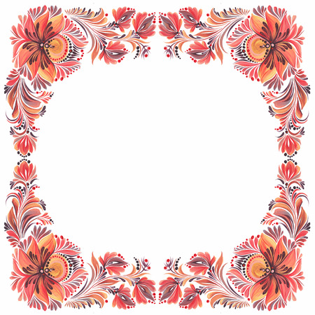 frame with ornament in folk styleの写真素材