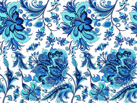Seamless blue flowers on a white backgroundのイラスト素材
