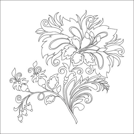 Contour of flower with ornamentsのイラスト素材
