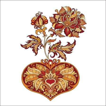 flowers with hearts in vintage styleのイラスト素材