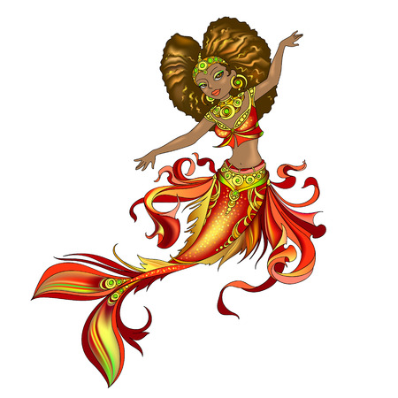 Black princess mermaid vector illustrationのイラスト素材