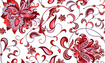 seamless pattern with gray and red flowersのイラスト素材