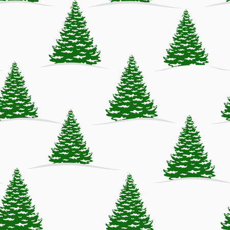 Seamless pattern with fir in the snow forest. winter landscape. christmas trees. Happy New Year vector illustration.のイラスト素材