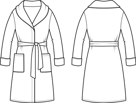 Women's bathrobe. front and back. vector illustration.のイラスト素材