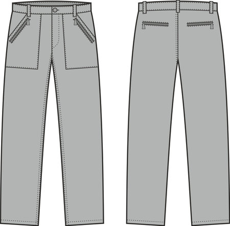 Men's casual pants. front and back. vector illustration.のイラスト素材
