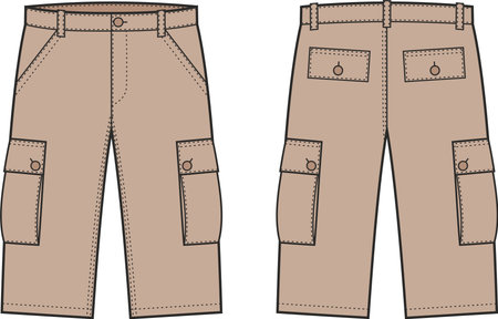 Men's safari shorts. front and back. vector illustration.のイラスト素材