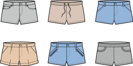 short set. Various models and colors. vector illustration.のイラスト素材