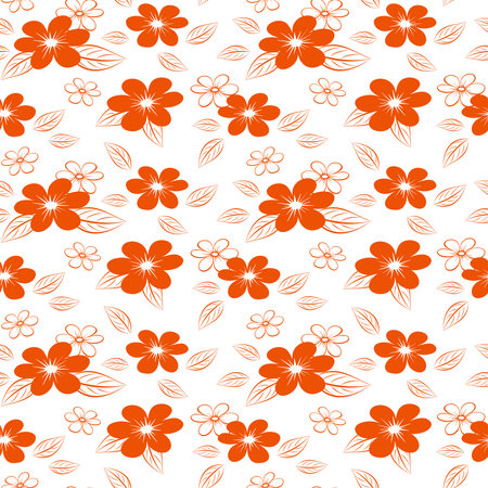 Seamless pattern with red flowers on a white background. vector illustration.のイラスト素材