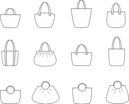 Handbag set. Technical vector illustration.のイラスト素材