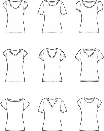 Woman top set. Technical vector illustration.のイラスト素材