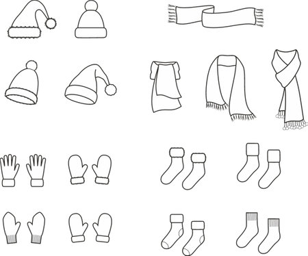 Cap, scarf, mittens, gloves, socks.のイラスト素材