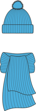 Winter knitted cap and scarf.のイラスト素材