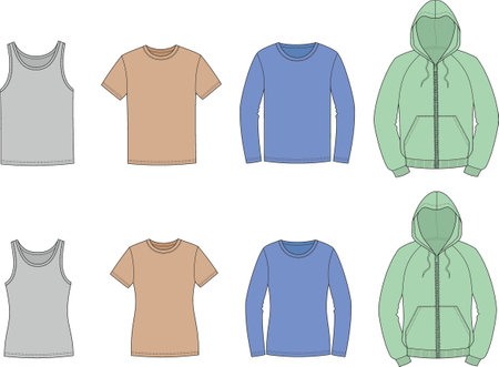 Mens and womens casual clothes set.のイラスト素材