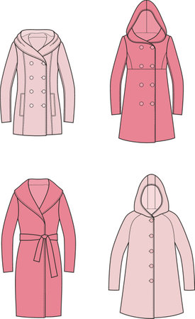 Set of womans overcoats.のイラスト素材